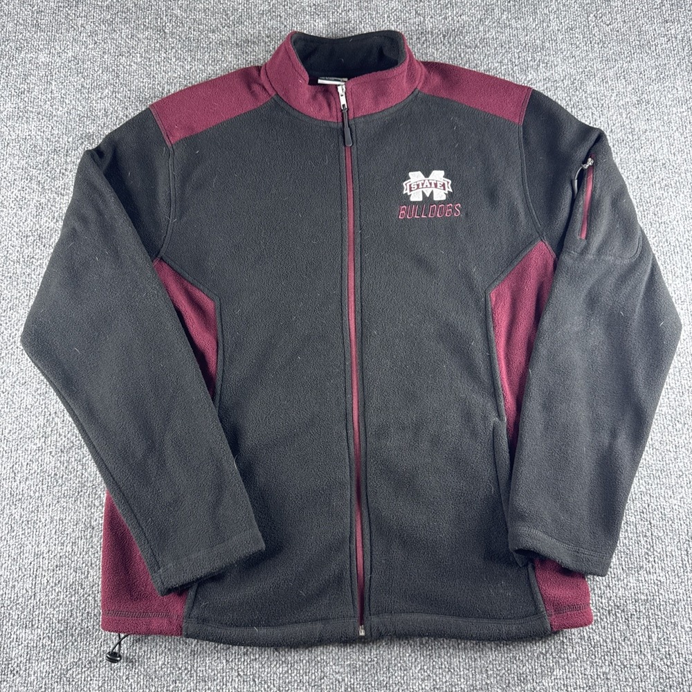 Mississippi State Bulldogs Fleece Jacket Large Maroon Full Zip